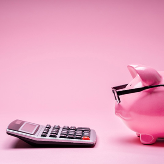 Piggy bank and calculator