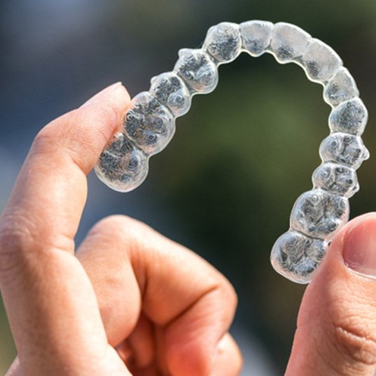 closeup of Invisalign clear aligner