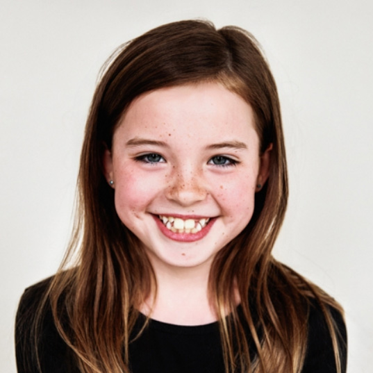 Little girl with freckles smiling 