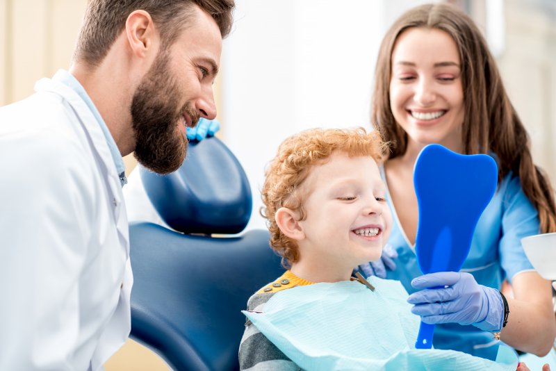 Smiling child at the dentist’s office